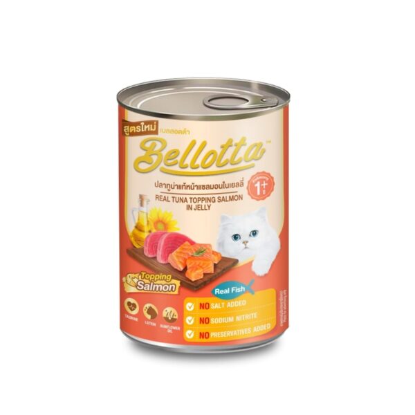 Bellotta Premium Can Real Tuna Topping Salmon in Jelly 400gm