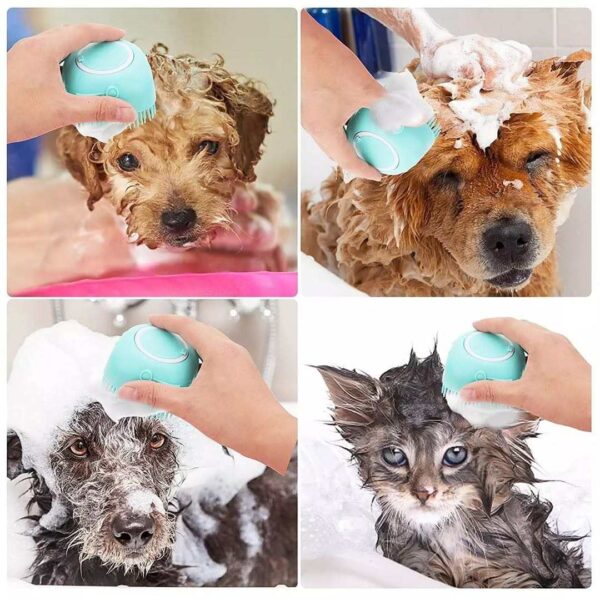 2 in 1 Self Cleaning Pet Grooming Shower Brush with Shampoo Dispenser - Image 3