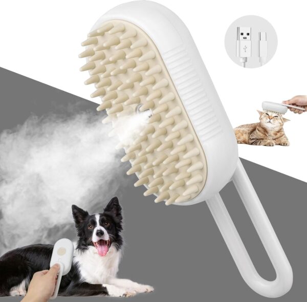 3 In 1 Steam Brush Pet Water Steam Spray Comb Dog Cat Electric Massage Grooming Hair Removal Comb Cleaning Anti Hair Flying Comb. - Image 4