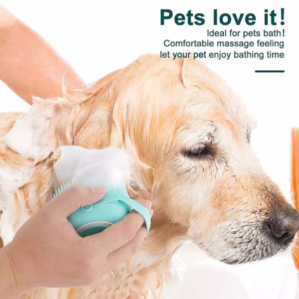 2 in 1 Self Cleaning Pet Grooming Shower Brush with Shampoo Dispenser - Image 2