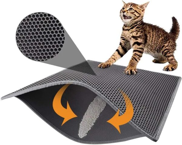 Double Layer Non-Slip Cat Litter Box Mat, Easy Cleaning Cat Mat for Litter Catcher & Litter Box, Soft Flexible Waterproof Urine Proof Trapping Mat - Image 9