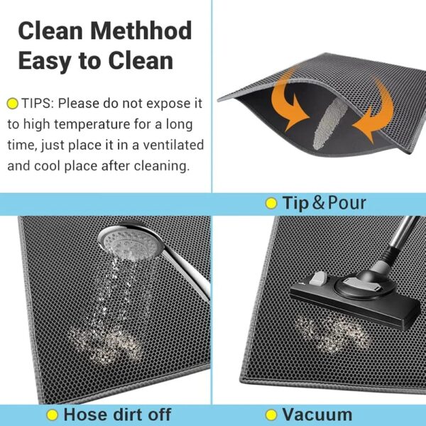 Double Layer Non-Slip Cat Litter Box Mat, Easy Cleaning Cat Mat for Litter Catcher & Litter Box, Soft Flexible Waterproof Urine Proof Trapping Mat - Image 8