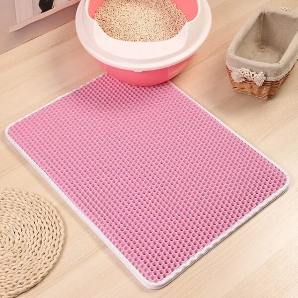 Double Layer Non-Slip Cat Litter Box Mat, Easy Cleaning Cat Mat for Litter Catcher & Litter Box, Soft Flexible Waterproof Urine Proof Trapping Mat - Image 2