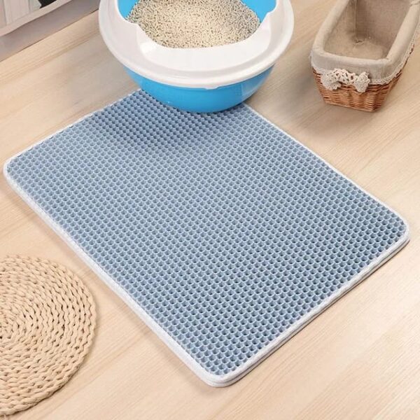 Double Layer Non-Slip Cat Litter Box Mat, Easy Cleaning Cat Mat for Litter Catcher & Litter Box, Soft Flexible Waterproof Urine Proof Trapping Mat - Image 5