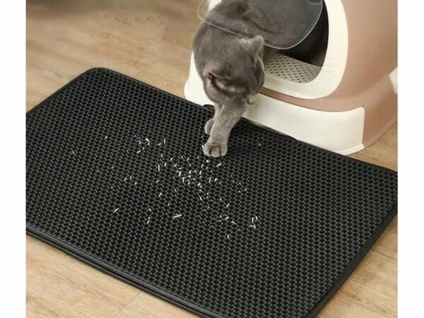 Double Layer Non-Slip Cat Litter Box Mat, Easy Cleaning Cat Mat for Litter Catcher & Litter Box, Soft Flexible Waterproof Urine Proof Trapping Mat