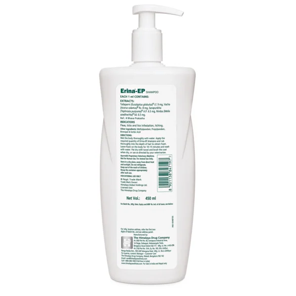 Himalaya Erina EP Shampoo 450ml Lemon – Anti-flea and tick shampoo for dogs and cats