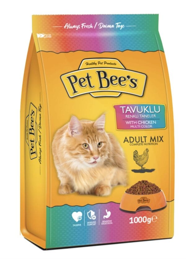 Pet Bee's Adult Cat Food With Chicken Multi Color 1000g Bag