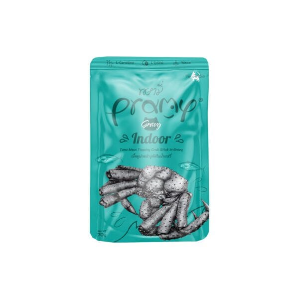 Pramy Indoor Tuna Topping Kanikama 70g cat food for indoor cats