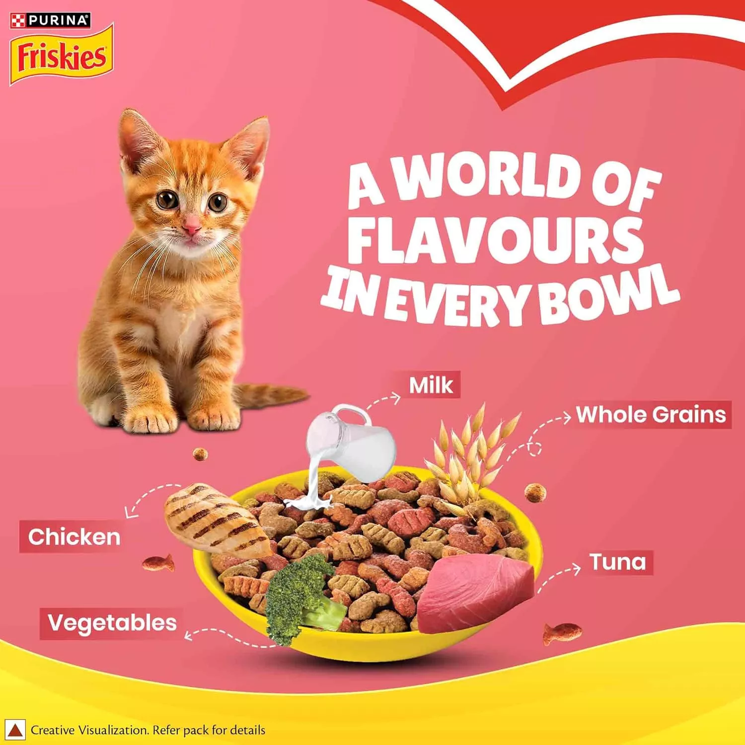 PURINA Friskies Kitten Discoveries Dry Food 1kg – Tuna, Chicken, Milk & Vegetables - Image 2