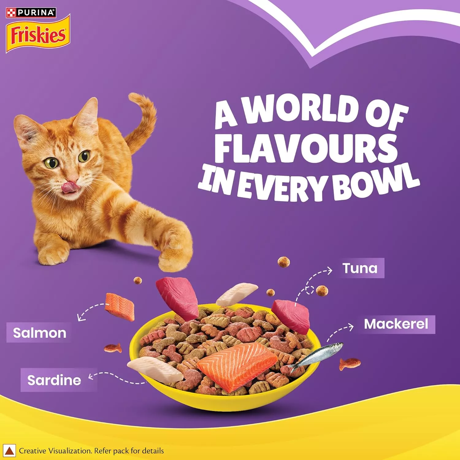 Purina Friskies Surfin' Favourites Adult Dry Cat Food 2.5kg – Mackerel, Tuna, Salmon & Sardine - Image 2