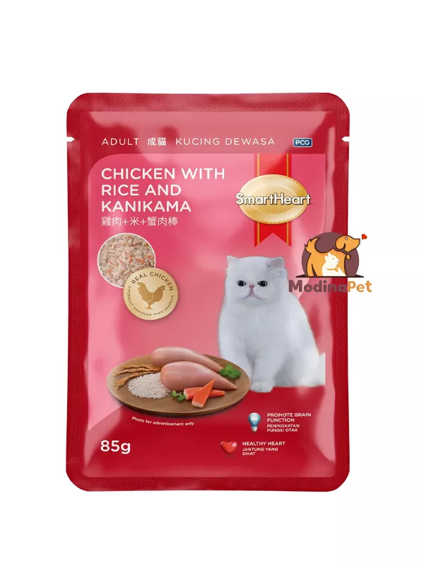 SmartHeart Chicken with Rice and Kanikama 85g wet cat food
