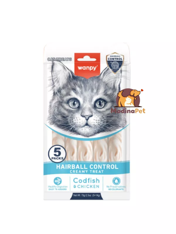 Wanpy Hairball Control Creamy Cat Treat Codfish and Chicken