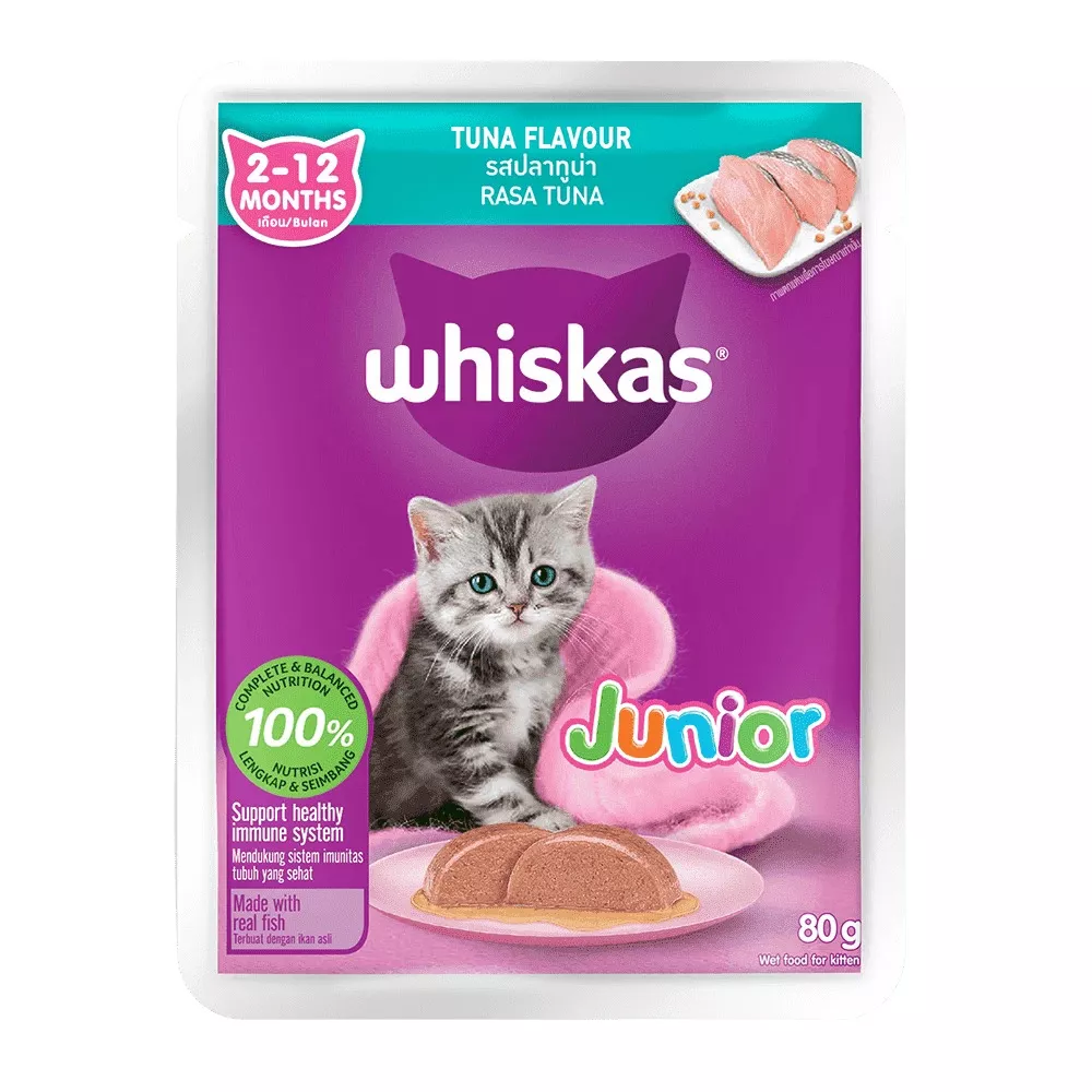 Whiskas junior wet cat food tuna 80g pouch