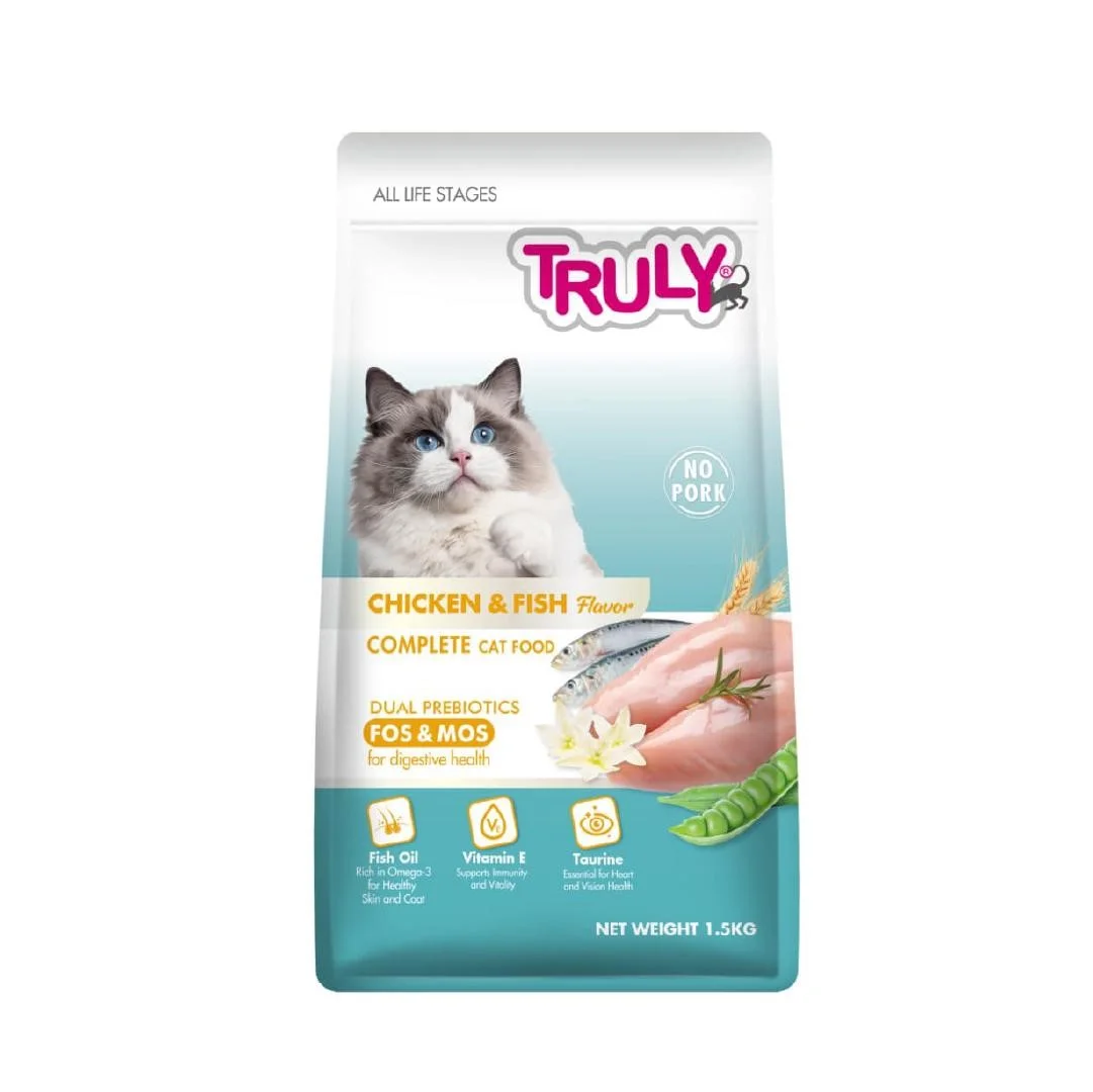 Truly Chicken and Fish Dry Cat Food 1.5KG for all life stages