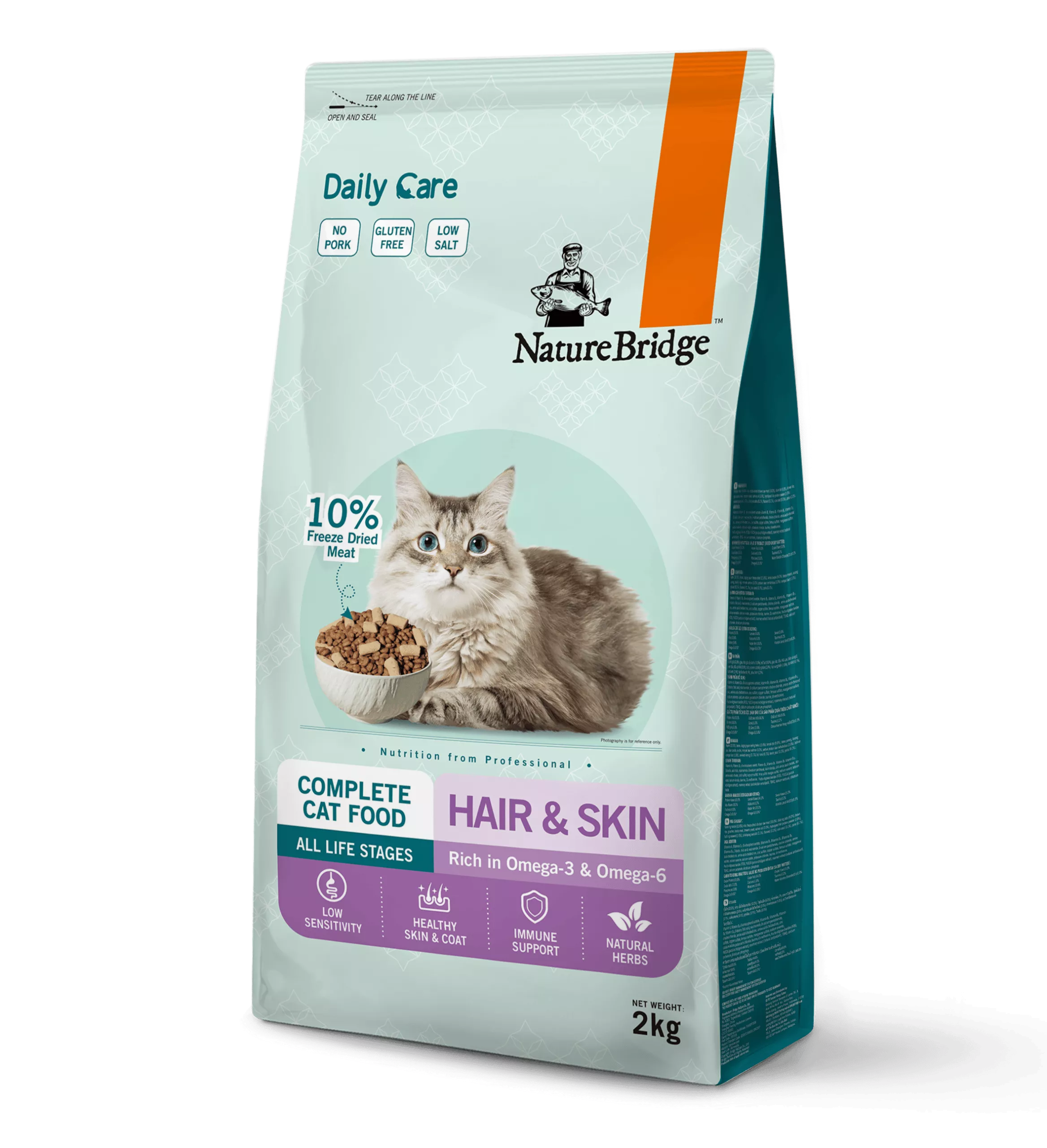 NatureBridge Daily Care Hair & Skin Freeze-Dried Meat Adult Cat Food 2kg