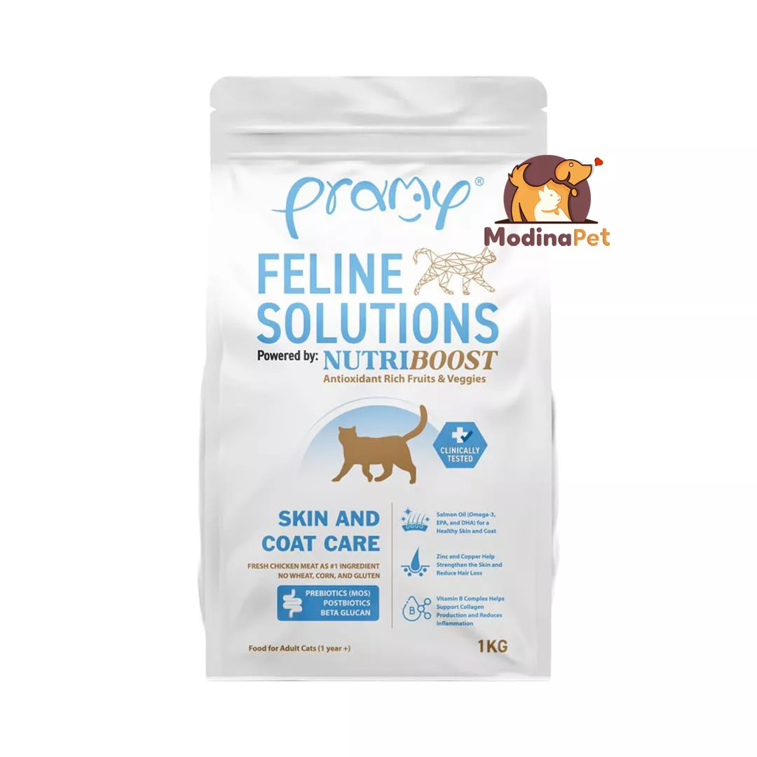 PRAMY FELINE Solutions NutriBoost Skin and Coat Care Adult Dry Cat Food 1kg