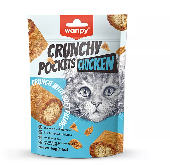 WANPY Crunchy Pocket Chicken Recipe Cat Treats 60g