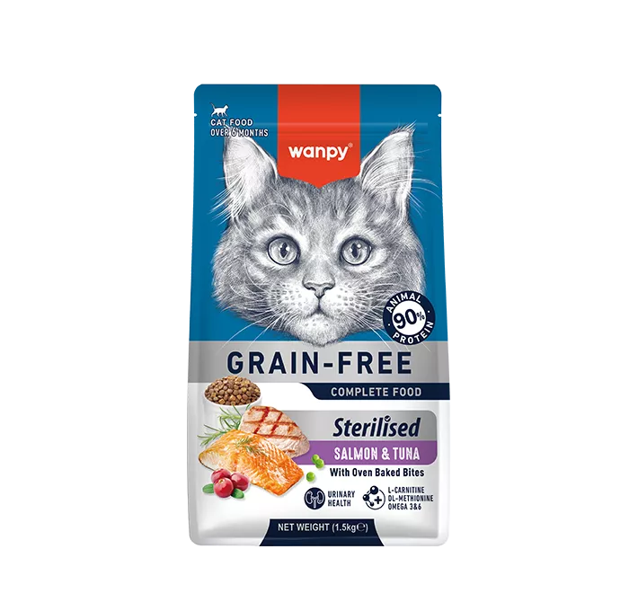 WANPY Grain Free Sterilized Cat Food Salmon & Tuna Recipe 1.5kg