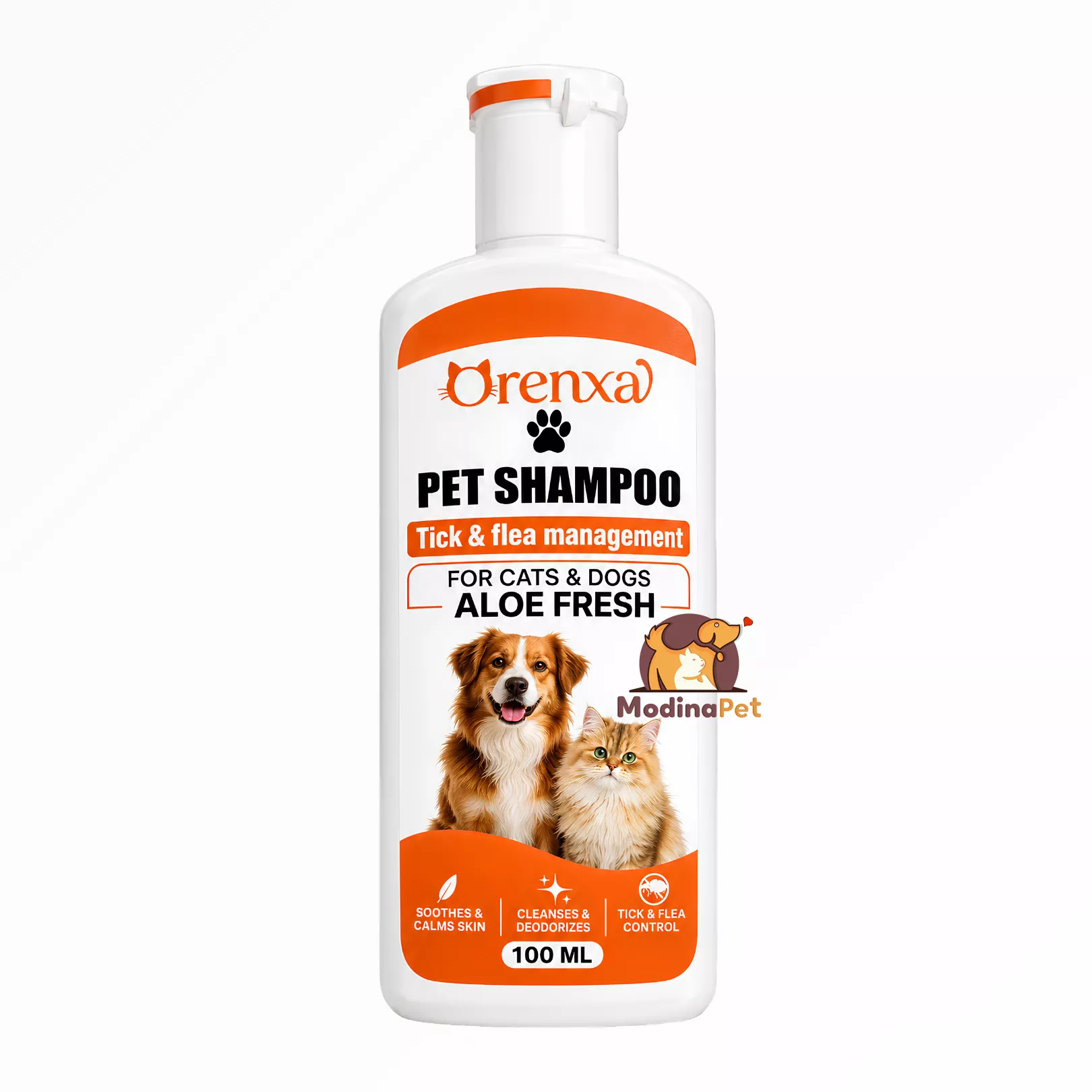 Orenxa Pet Shampoo Tick and Flea Management Aloe Fresh 100ml