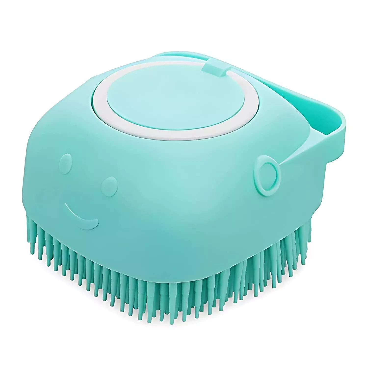 dog and cat bath brush with shampoo dispenser