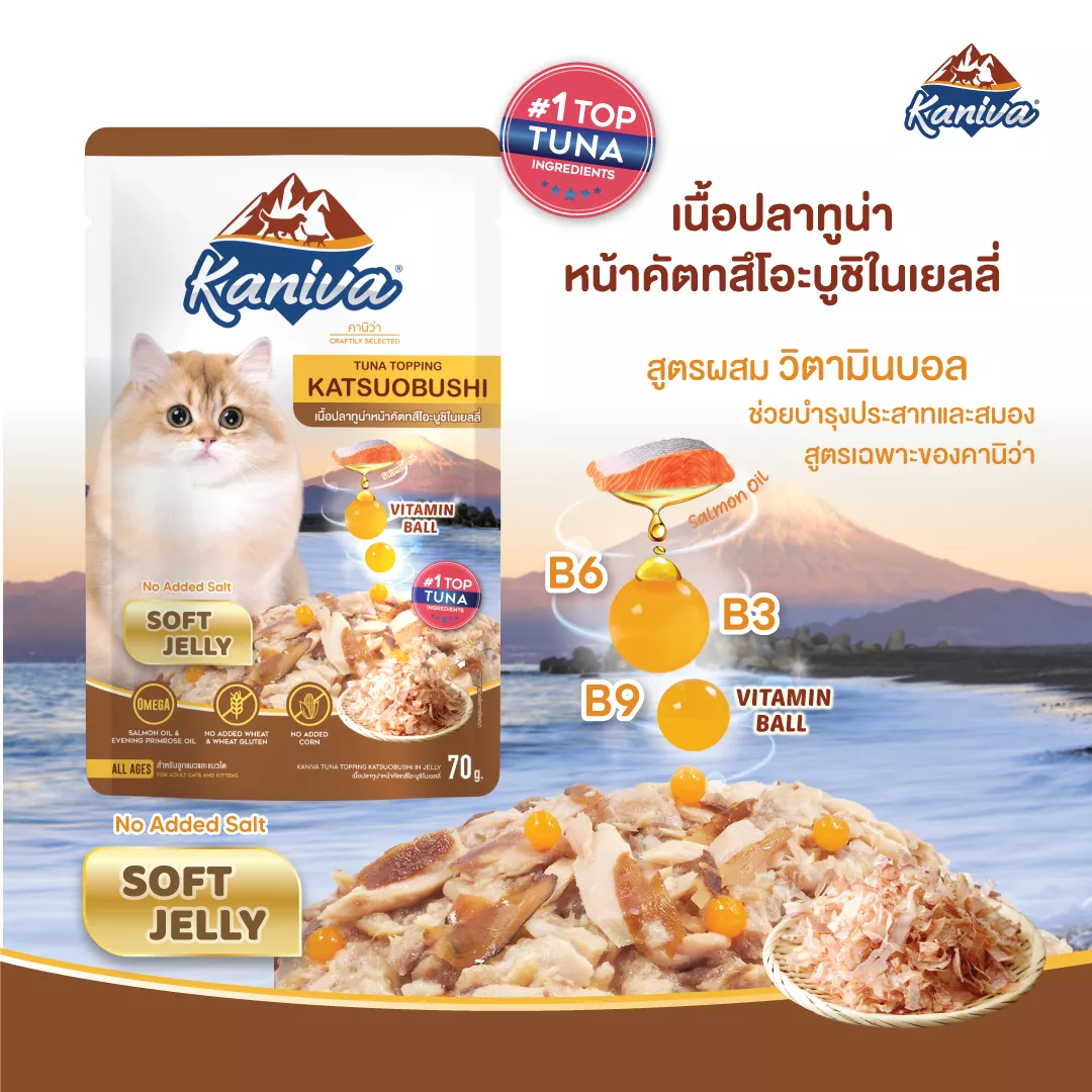 Kaniva Tuna Topping Katsuobushi Soft Jelly Cat Food 70g