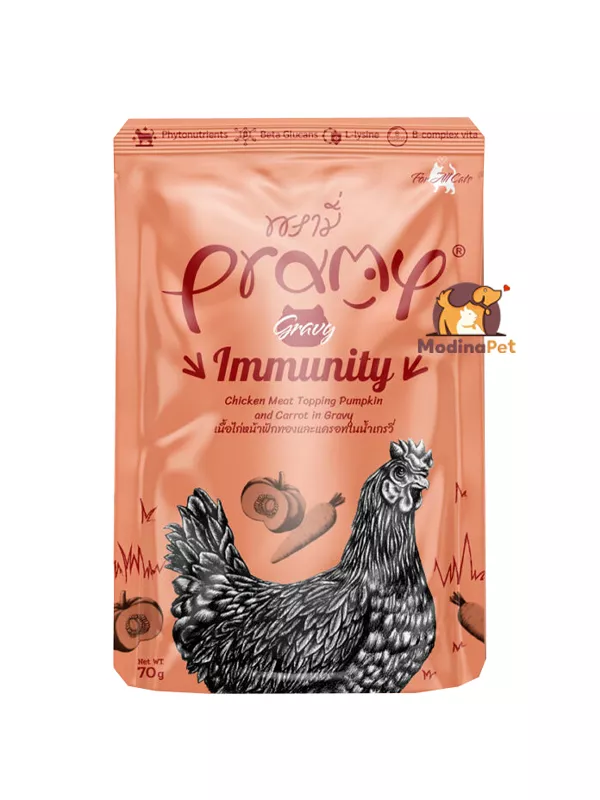 Pramy immunity chicken topping pumpkin carrot 70g wet cat food