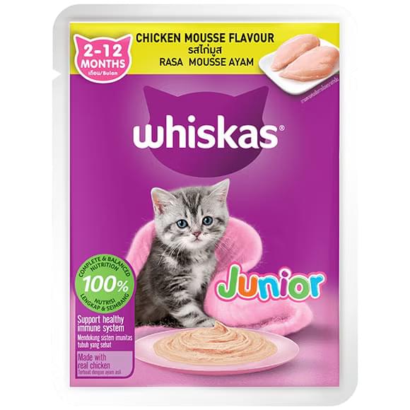 Whiskas junior chicken mousse wet cat food for kittens