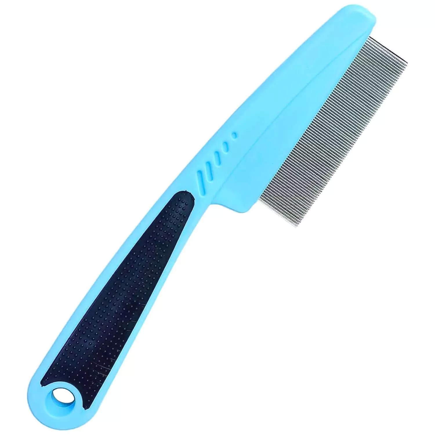 Flea comb with rubber handle for dogs and cats