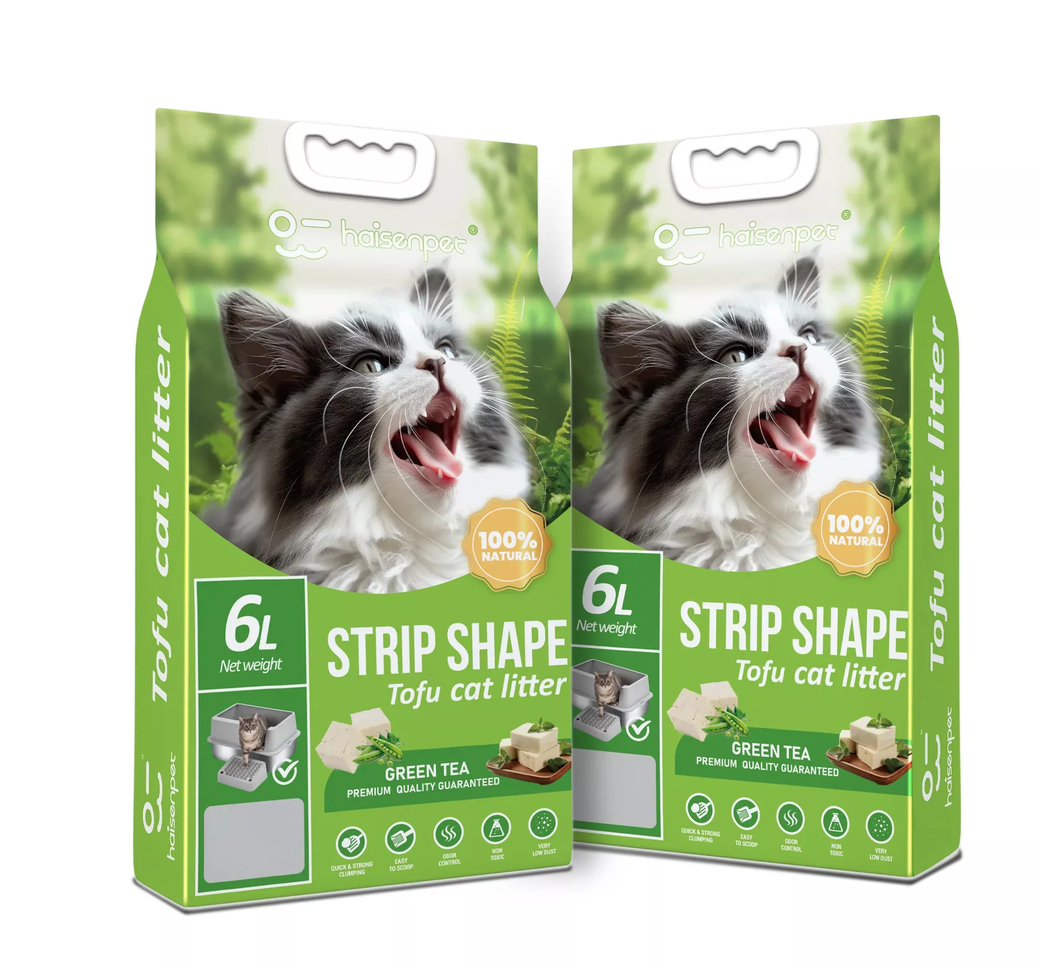 Tofu Flushable Cat Litter Green Tea 6L Clumping Cat Litter