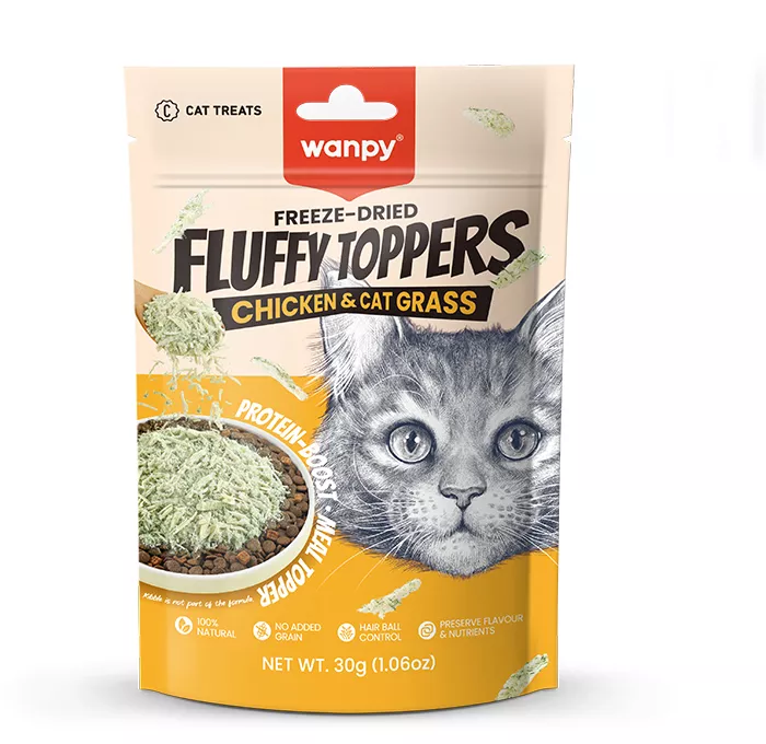 Wanpy Freeze-Dried Fluffy Toppers Chicken & Cat Grass